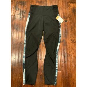 Athleta Black Athletic Pants W/ Gray Swirl Pattern Stripe Down Each Side, Size S